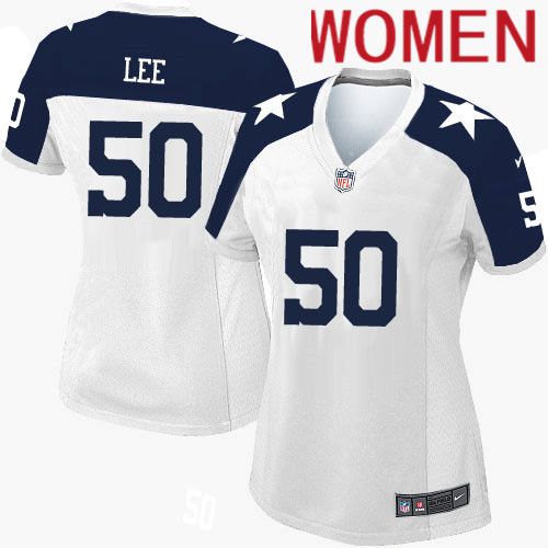 Women Dallas Cowboys #50 Sean Lee Nike White Alternate Throwback Game NFL Jersey